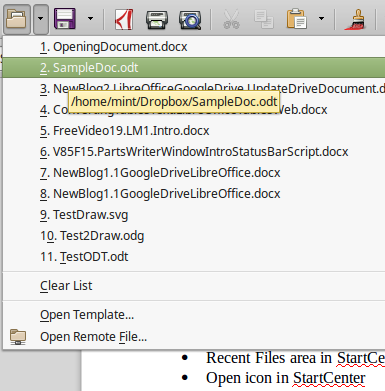 Open icon in Standard toolbar