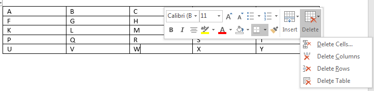 Delete menu in Context menu of Word 2016