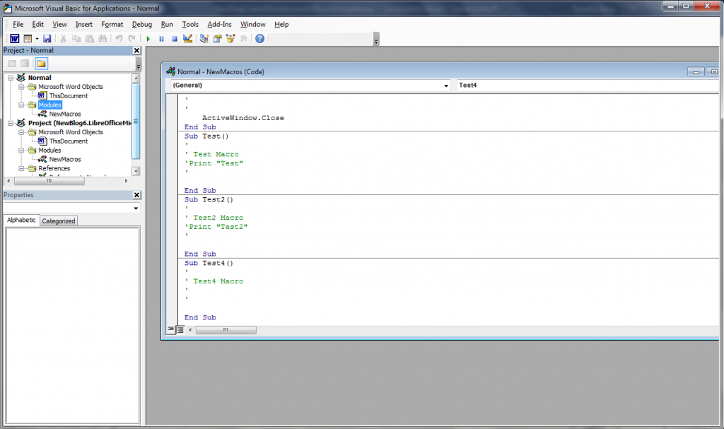 Visual Basic for Applications interface