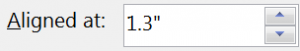 Aligned At text box in Multilevel dialog in Word 2016 for Windows
