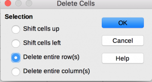 Delete dialog in LibreOffice Calc