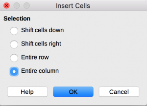 Insert dialog in LibreOffice Calc