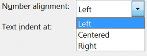 Number Alignment in Word 2016 in Windows