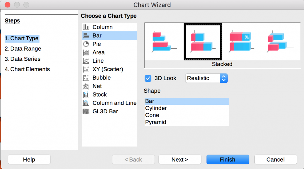Bar chart choices in LibreOffice Calc