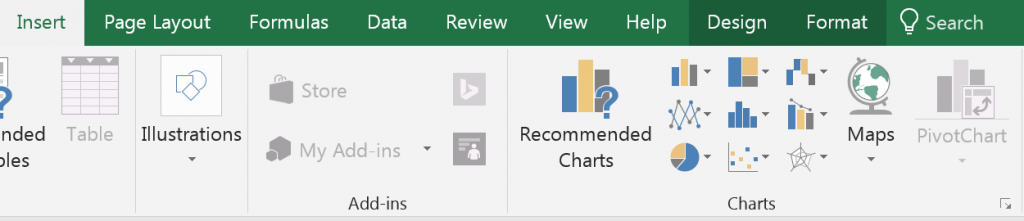 Insert ribbon in Excel for Windows