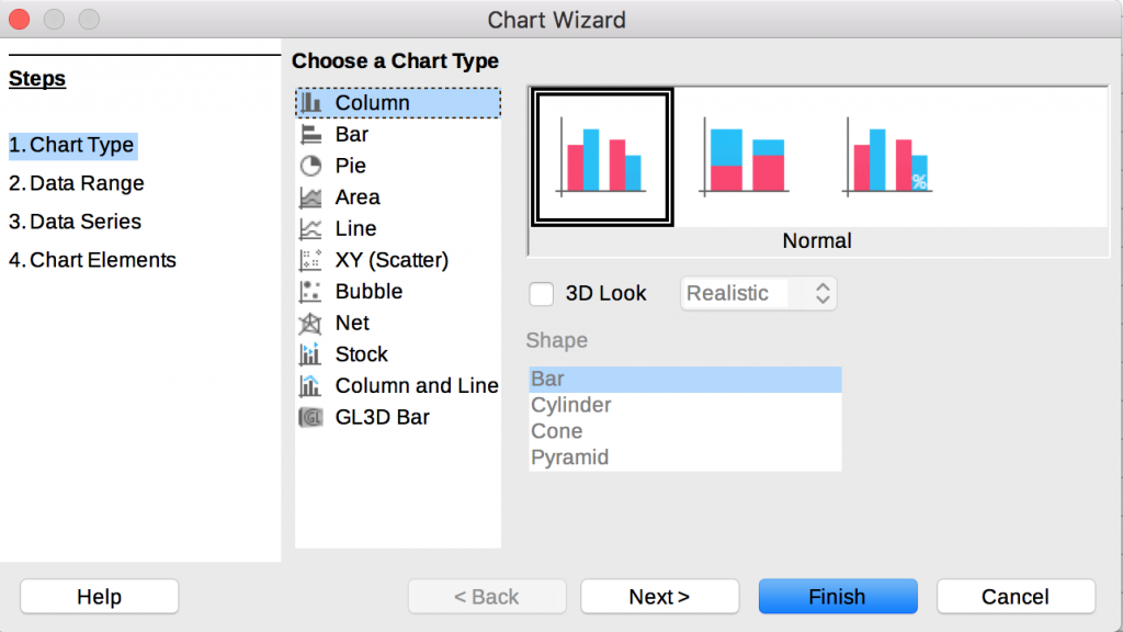Chart Wizard in LibreOffice Calc