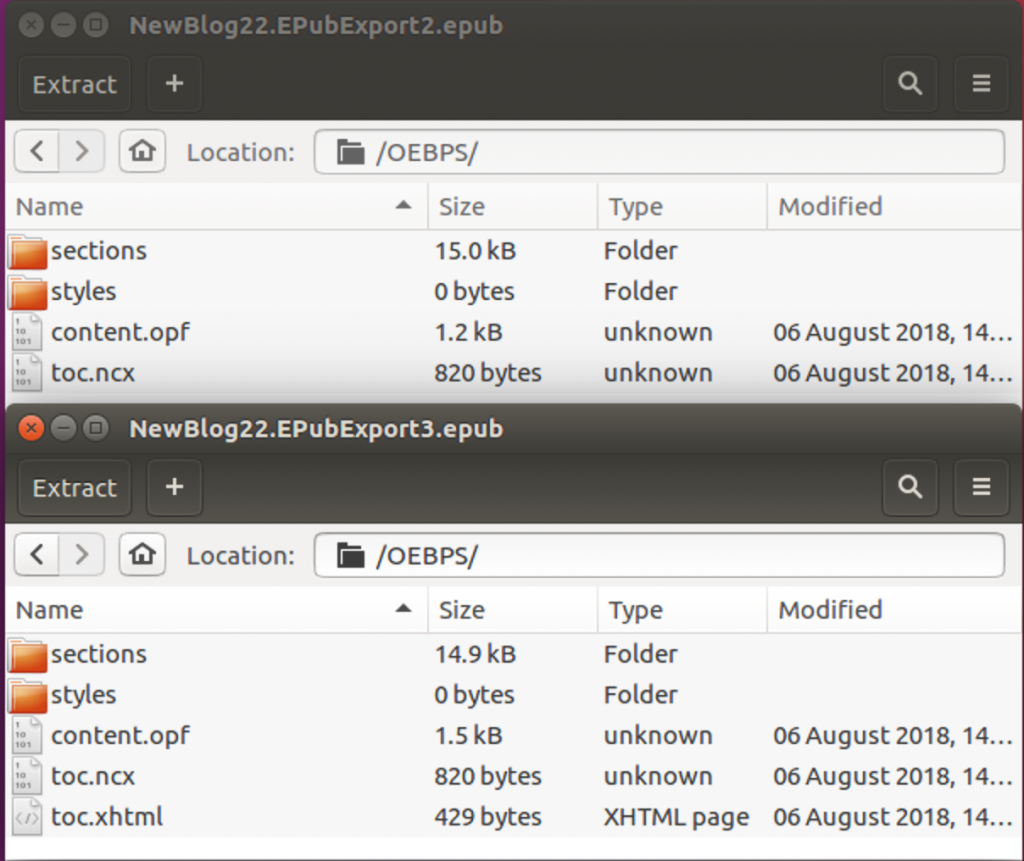 Documents in versions 2.0 and 3.0 of EPUB