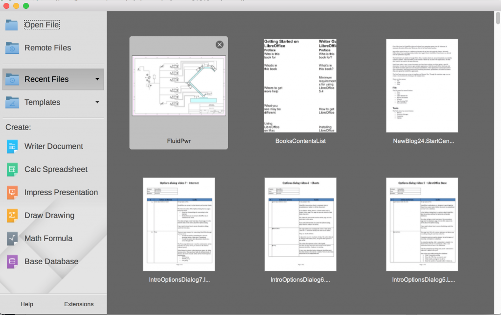 StartCenter LibreOffice