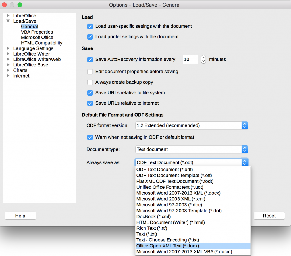 Office Open XML Strict format in LibreOffice